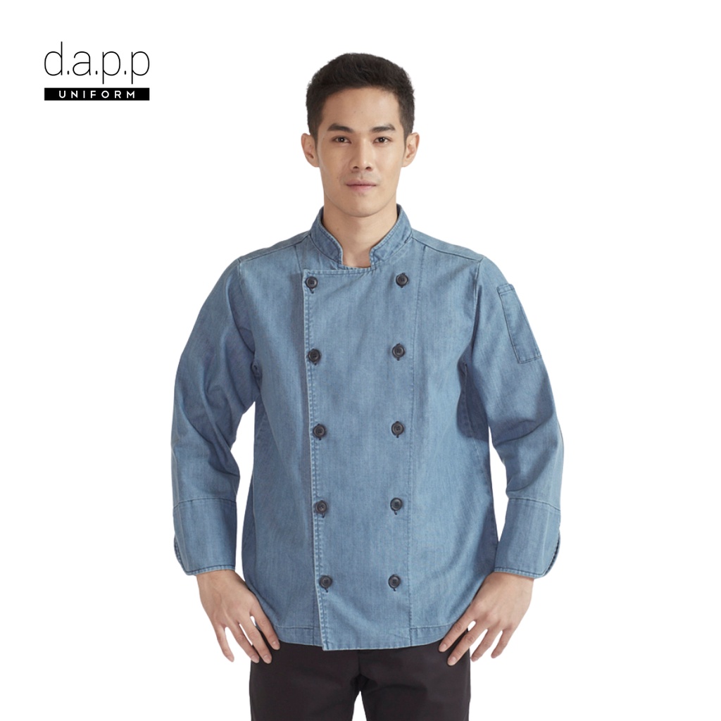 dapp Uniform เสื้อเชฟ ยีนส์ฟอก แขนยาว Kenny Washed Denim Longsleeves Chef Jacket with Buttons(TJKD2003)