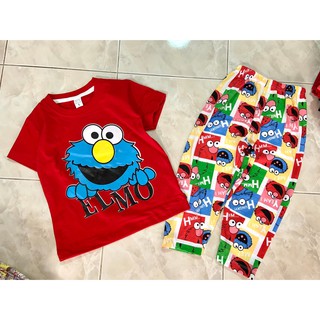 ชุดเซตเด็กลายการ์ตูน Elmo สีเเดง