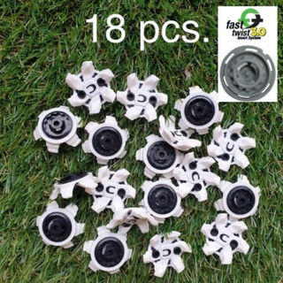 ปุ่มรองเท้ากอล์ฟ 18 pcs. Spikes golf cleats Fast Twist 3.0 &amp; tour lock insert system(มีรู/เดือยกลางปุ่ม) for FJ (white)