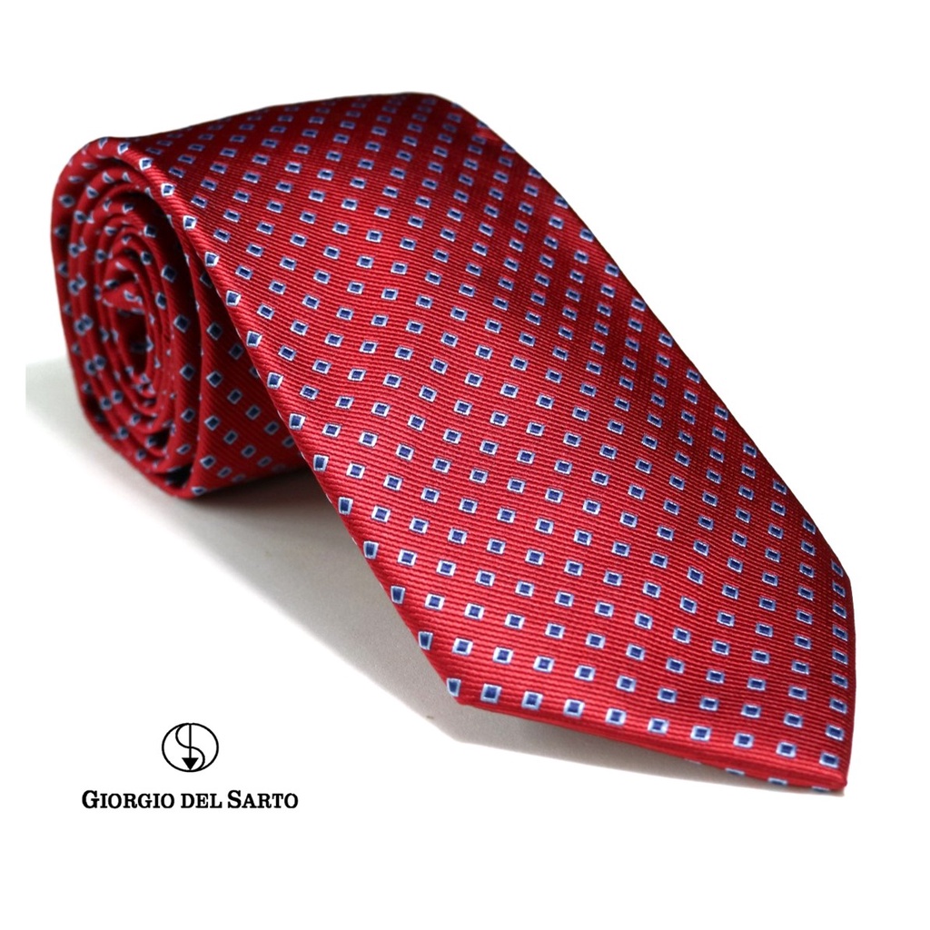 Giorgio Del Sarto Necktie 8.5 cm Red Fabric Texture เนคไทสีแดงมีเท็กเจอร์