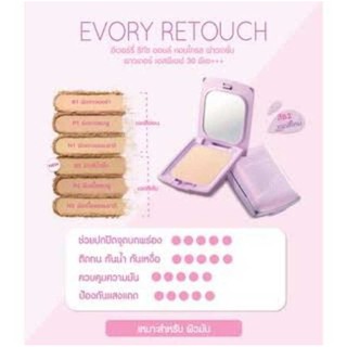 ( Refill ) Cute Press Evory Retouch Oil Control Foundation Powder SPF 30 PA+++ 12 g.แป้งทาหน้าผสมรองพื้นและกันแดด