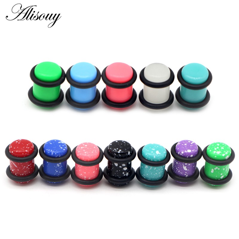 อุโมงค์หูกระดูกอะคริลิค UV 12 สี สำหรับการเจาะหู ขนาด 1.6 มม.-10 มม.