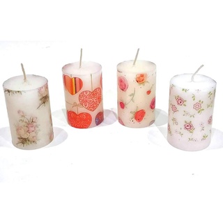 เทียนหอม ลายดอกไม้ หัวใจ สวยๆ วินเทจ - Handmade scented candle [flower &amp; heart design]