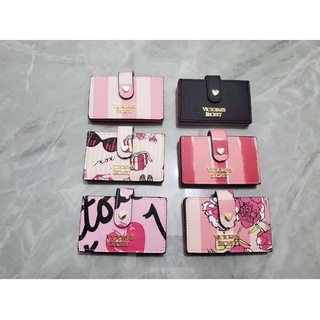 ของแท้ ใหม่ กระเป๋าสตางค์ ใส่บัตรได้หลายใบ ลาย victorias secret PinkStripe