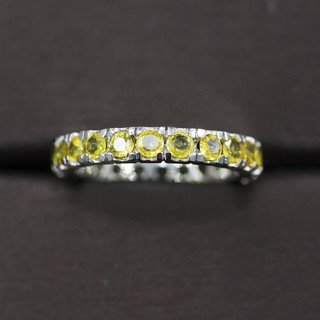 แหวนพลอยบุษราคัมน้ำทองบางกะจะ(Yellow Sapphire) เรือนเงินแท้ 92.5% ชุบทองคำขาว ไซด์นิ้ว58 หรือเบอร์ 8 US