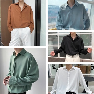 เสื้อเชิ้ตแขนยาวทรงหลวมแฟชั่นสําหรับผู้ชาย