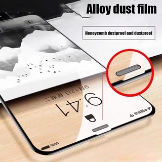 ฟิล์มกันรอยแบบเต็มหน้าจอพร้อมแผ่นกรองฝุ่นสำหรับ iPhone 14 13 12 11 Pro Max XR XS Max 6 7 8 Plus กระจกเทมเปอร์ฟิล์มกันรอยกรองฝุ่น