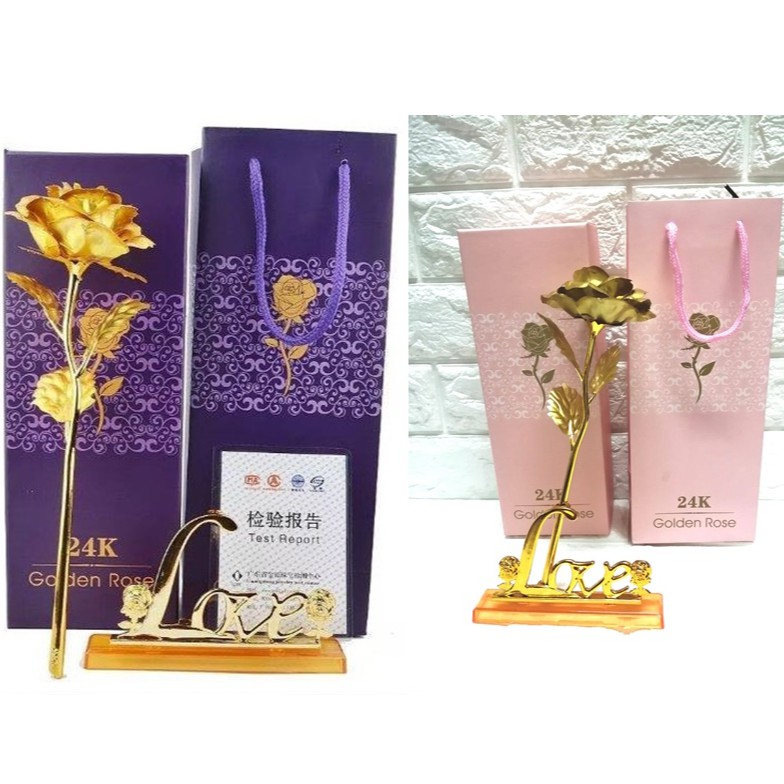 ดอกกุหลาบสีทอง ชุบทองคำ24k ส่งจาก กทม.