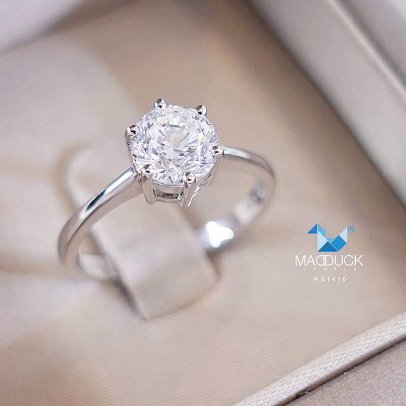 Madduckjewels แหวนเงินแท้ เพชร CZ ชุบโรเดียม RG1416
