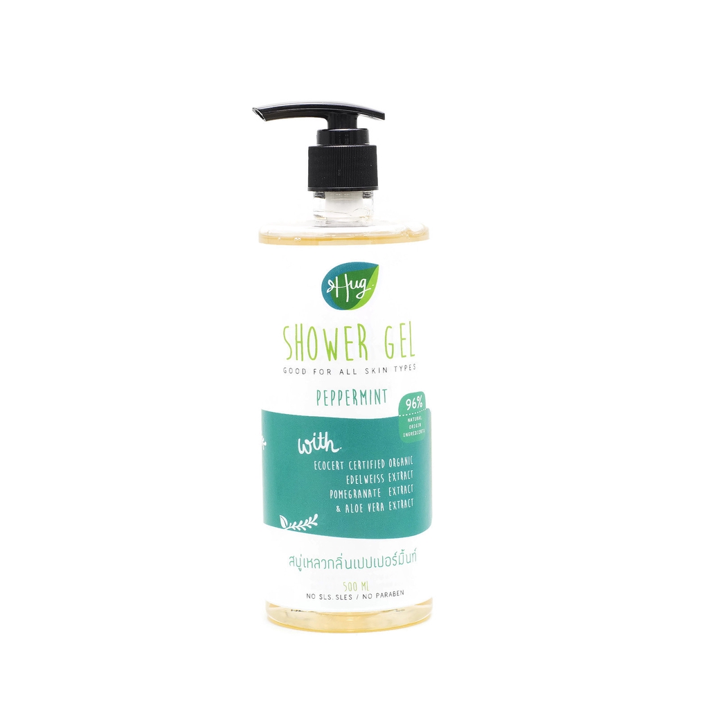 Hug organic Peppermint Shower Gel เจลอาบน้ำกลิ่นเป้ปเปอร์มิ้นต์ 500 ml
