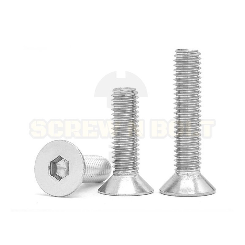 น็อต สกรู หัวจม เตเปอร์ สแตนเลส 304 เกลียวมิล หยาบ M5 /Flat Head Hexagon Socket Machine Screw SUS304 - รูปที่ 6