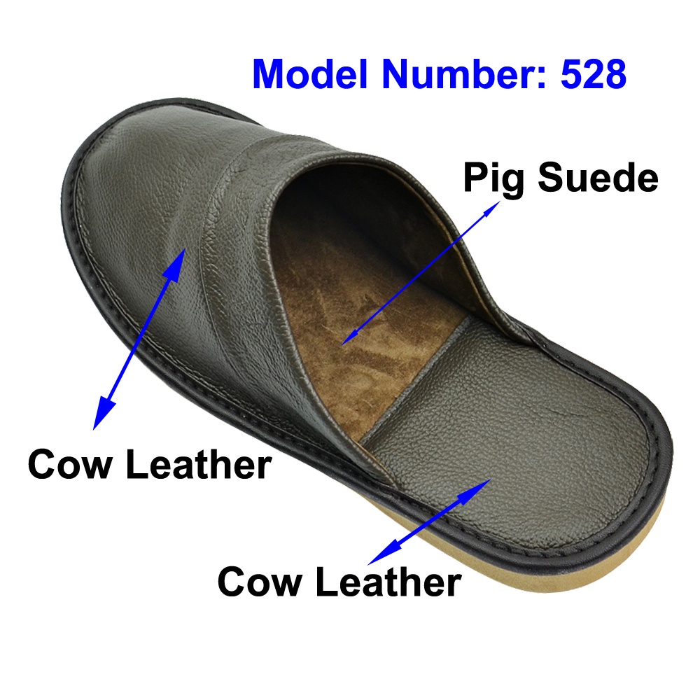 slippers men big sizes Genuine Cow Leather home male indoor house for ...