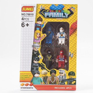 ProudNada Toys ของเล่นเด็กชุดตัวต่อเลโก้นินจา JUMEI FIGURES FAMILY 4 PCS 70010