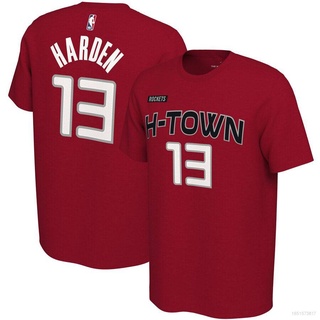 เสื้อยืดแขนสั้น คอกลม พิมพ์ลายจรวด NBA Westbrook Harden Jersey Fan ทรงหลวม สําหรับผู้ชาย และผู้หญิง