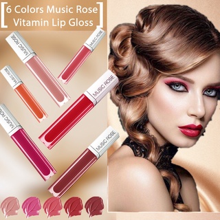 6สี Music Rose ลิปจูบไม่หลุดไม่ติดแมส กันน้ำวิตามินลิปกลอสให้ความชุ่มชื้นสดใสลิปสติ๊ก 6 Colors Music Rose Waterproof Vitamin Moisturizing Bright Lip Gloss