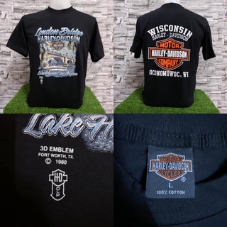 เสื้อยืดharley davidsonผ้านุ่มคอฟิตไม่มีข้างcotton100%เสื้อยืดลําลองสําหรับผู้ชายผ้าฝ้ายแขนสั้นครึ่งแขน