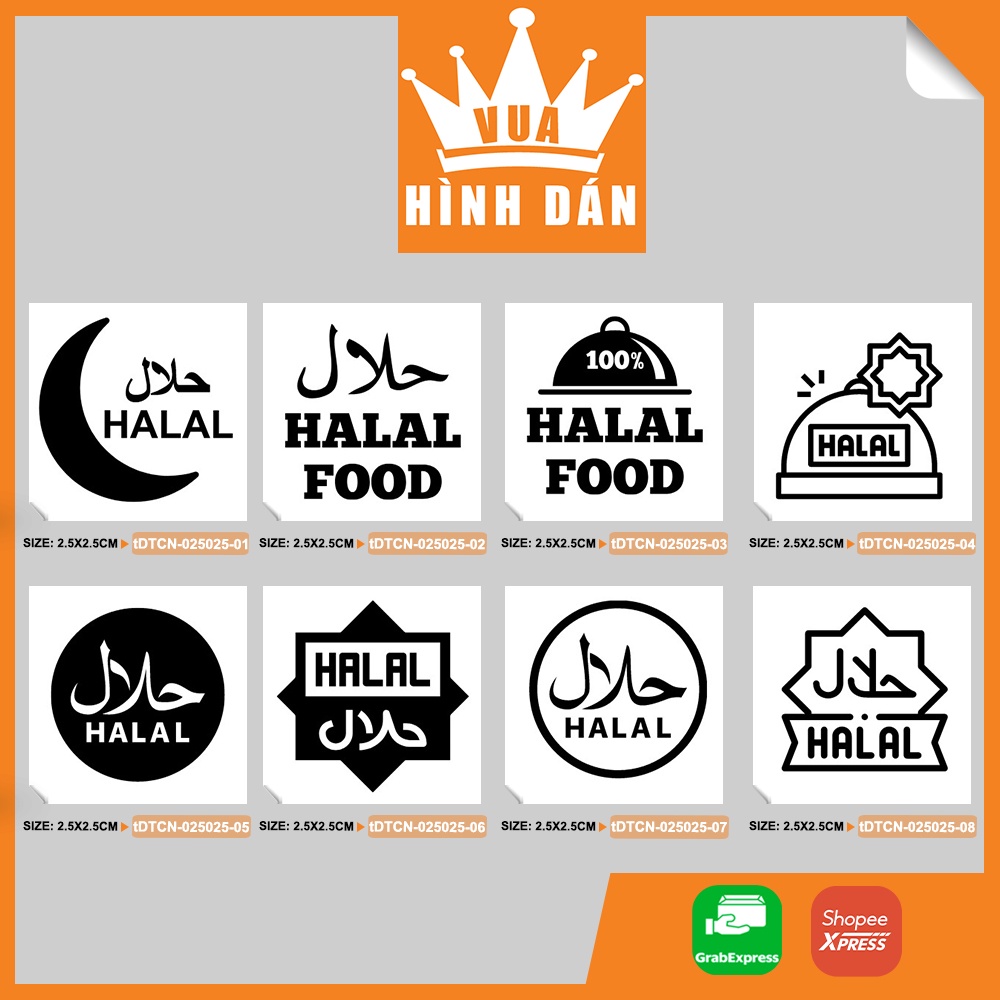 ชุดสติ๊กเกอร์ HALAL FOOD 100/200 (2.5x2.5cm) HALAL FOOD mini for shop (1.65)