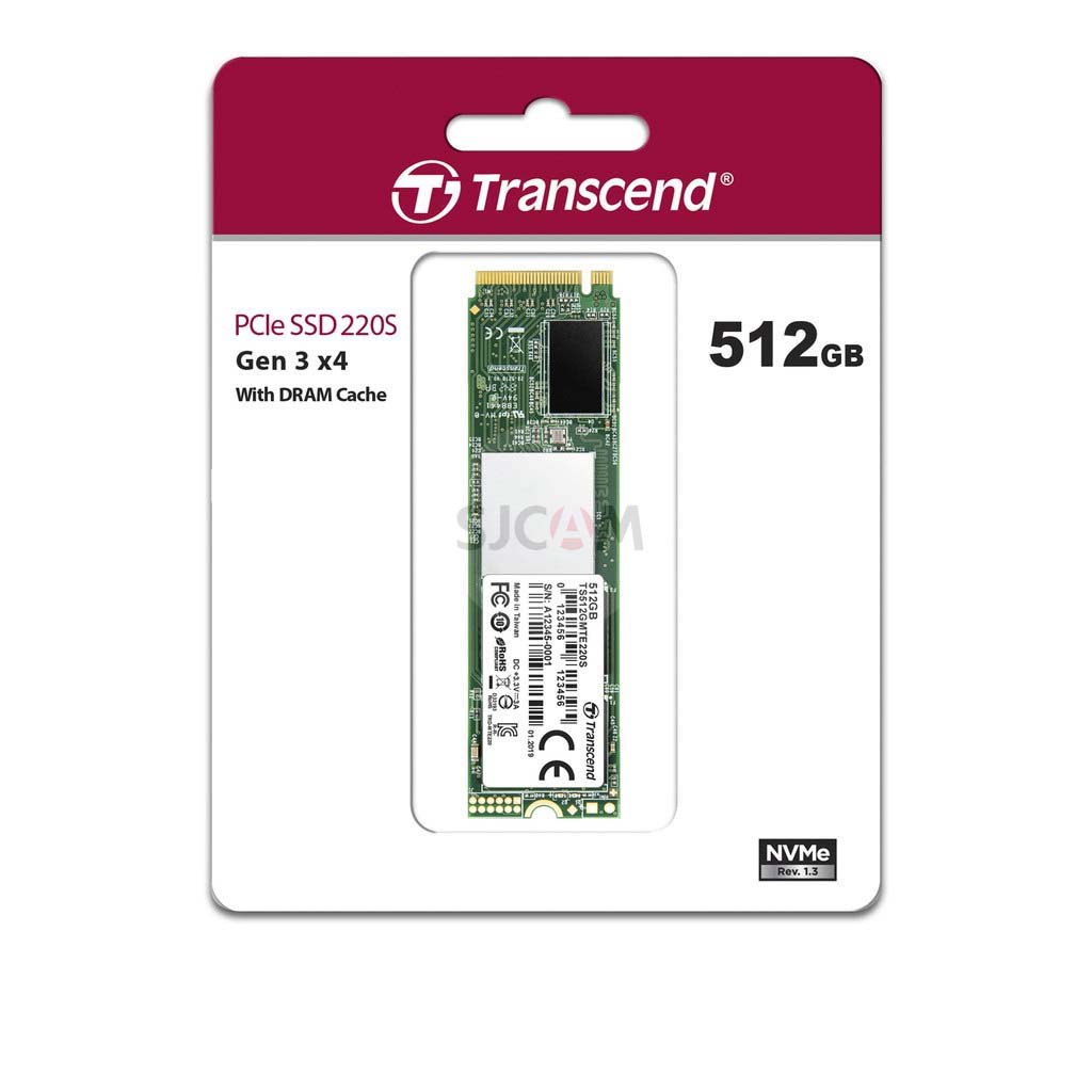 Transcend  PCIe NVMe M.2 SSD 512GB  รับประกัน 5 ปี หรือ**รับประกันไม่เกิน 1,100 TBW**-TS512GMTE220S