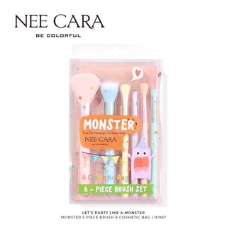 N1967 Neecara MONSTER Time For MONSTER To Come Out! นีคารา มอนเตอร์ คัลเลอร์ฟลู ชุดแปรงแต่งหน้า พร้อมกระเป๋า เก็บแปรง