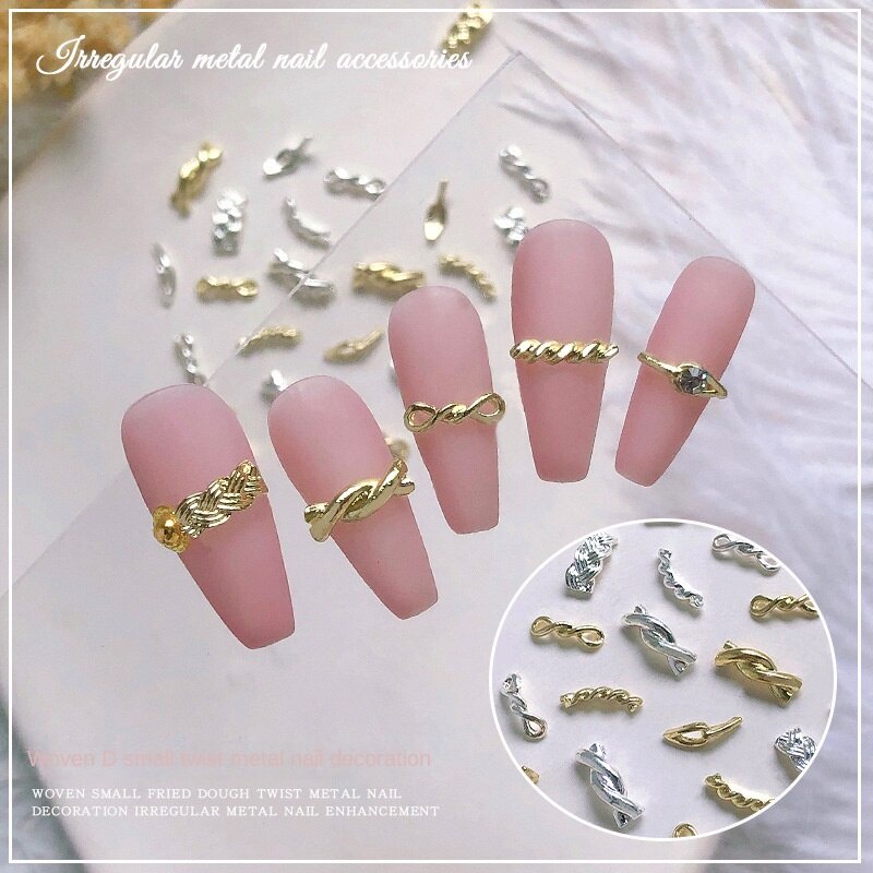 20PC เครื่องประดับเล็บโลหะบิดเกลียว / ins ลม เชือก ปมกลวง ก้านโลหะผสมโค้ง เครื่องประดับเล็บ