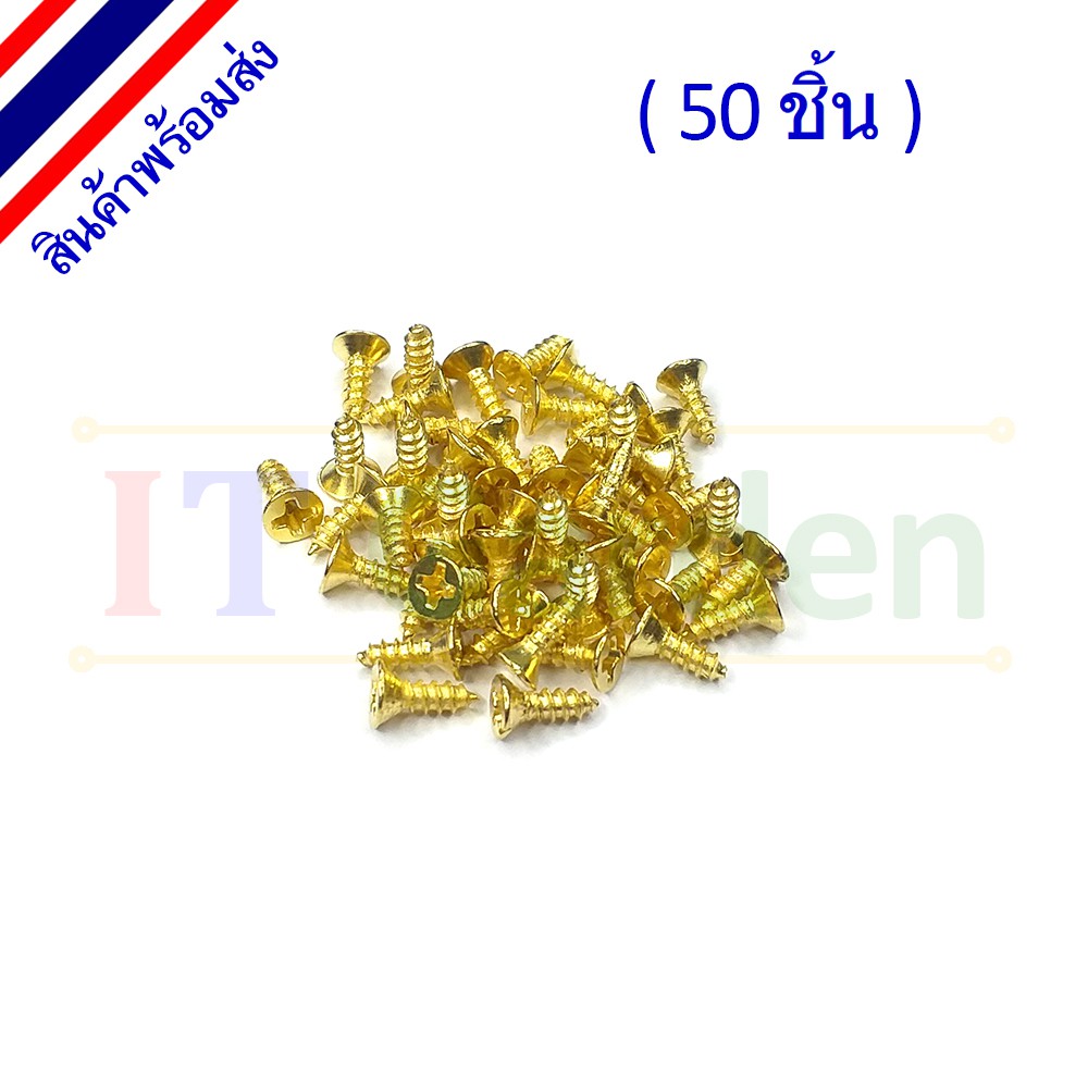 Self-tapping Screws M2 2x6mm นอต สกรู สีทอง (50 ชิ้น)