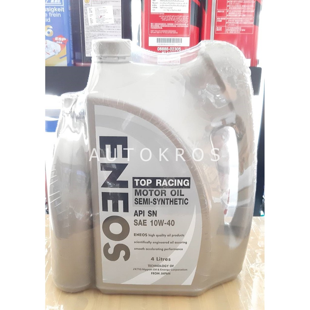 น้ำมันเครื่องเบนซิน eneos 10W - 40 API SN น้ำมันเครื่องกึ่งสังเคราะห์ ENEOS Top Racing 10w-40 น้ำมัน