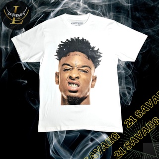 เสื้อยืด 21savage สีขาว เสื้อสกรีนลายhiphopทรงoversize อก40-52