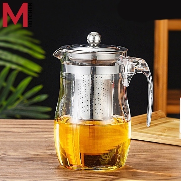 M KITCHEN 8875 กาชงชา กาน้ำชา ผลิตจากแก้ว ที่กรองสแตนเลส ขนาด 750ml (A5)