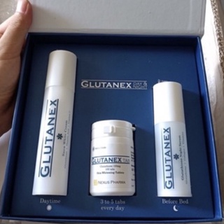 ส่งฟรี set 4 ชิ้น glutanex day and night whitening booster อาหารเสริมกลุต้า100เม็ด  เดย์ครีม  ไนท์เซรั่ม พร้อมมาสกหน้า