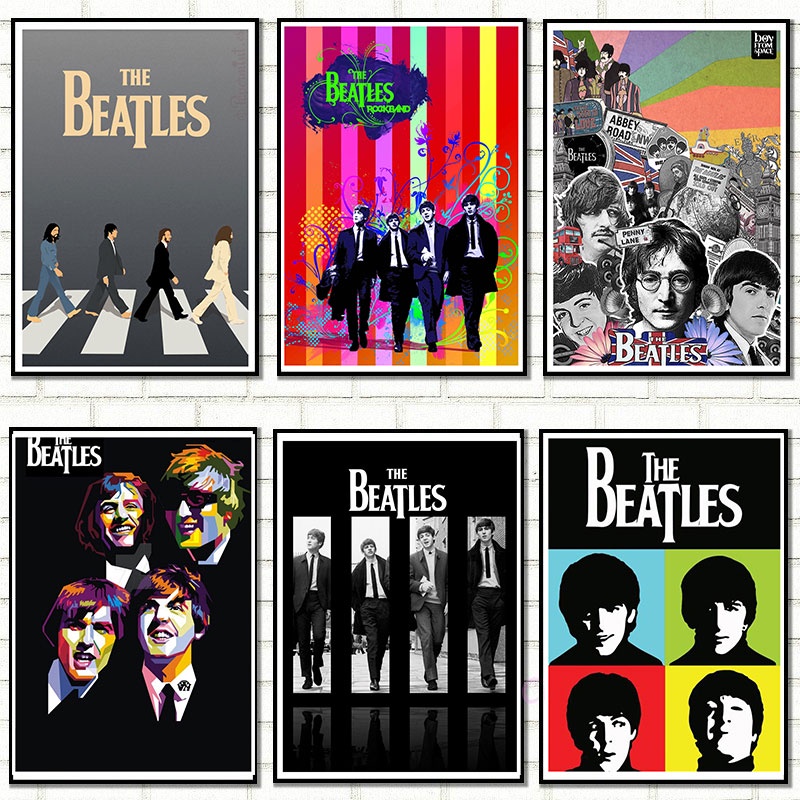 โปสเตอร์ วงร็อค The Beatles Nostalgic สําหรับตกแต่งบ้าน ห้อง
