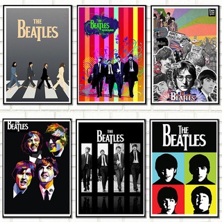 โปสเตอร์ วงร็อค The Beatles Nostalgic สําหรับตกแต่งบ้าน ห้อง