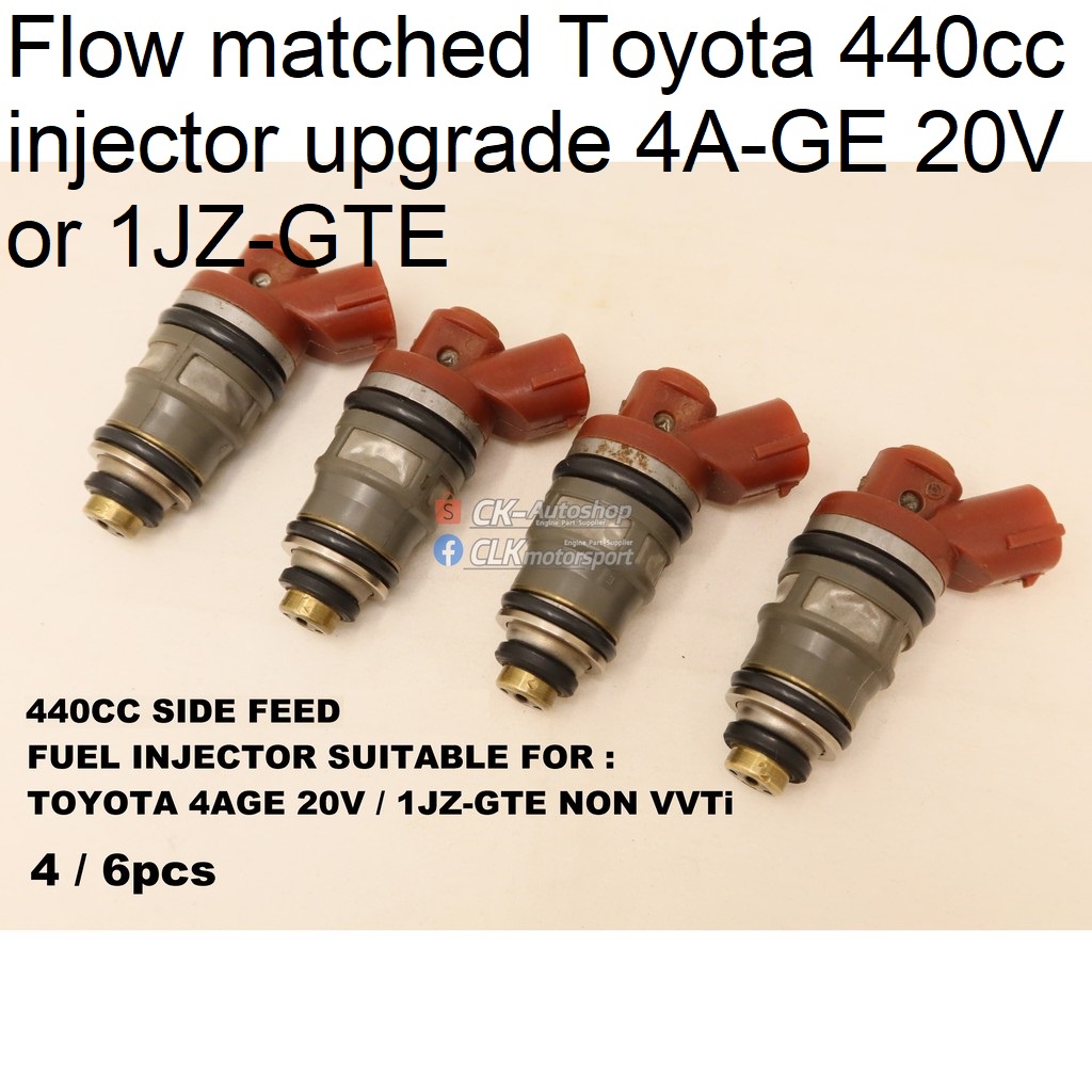 Flow Matching Toyota 440cc หัวฉีดฟีดด้านข้างอัพเกรด 4AGE 20V Silver/Black Top หรือ 1JZGTE เครื่องยนต