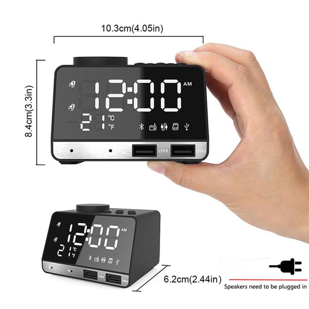 K11 4.2 Radio Alarm Clock Speaker With 2 USB Ports