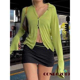 HGM-Women´s Button Down Tops, Long Sleeve V Neck Solid Color Lapel Shirt Thin Cardigan