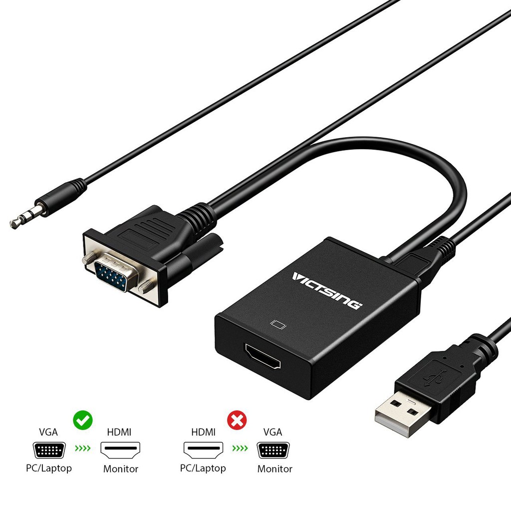 ตัวแปลงสัญญาณVGA TO HDMI 20cm with audio full hd มีเสียงด้วย black *