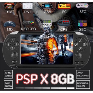 🎀🎁สต็อกพร้อม PSP X6 เกมส์บอย มือถือ เครื่องเล่น 4.3 นิ้ว กับเกม 1500 เครื่อง เกมคอนโซลย้อนยุค รองรับกล้องวิดีโอ MP5 8GB