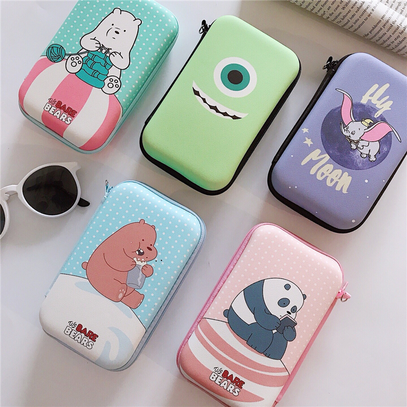 เกาหลีออแกไนเซอร์กระเป๋าซิปกระเป๋า Powerbank กล่องอิเล็กทรอนิกส์สายเคเบิ้ลสำหรับใส่ HDD กระเป๋าฮาร์ดดิสเราเปลือยหมีเคสของขวัญวันเกิดกระเป๋าเด็ก Storage Bag