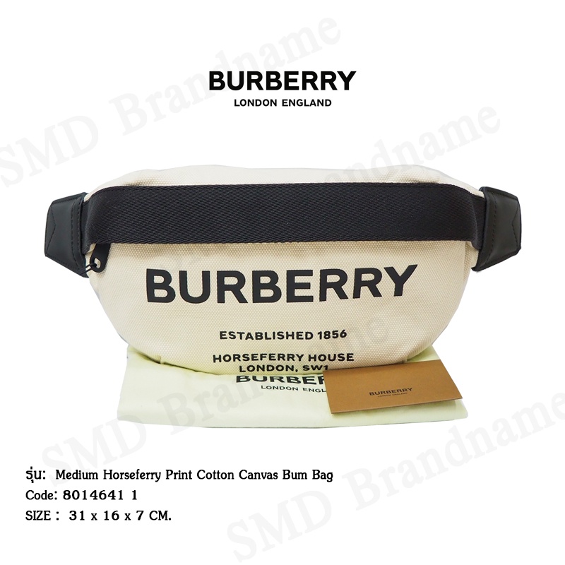 BURBERRY กระเป๋าคาดอก รุ่น Medium Horseferry Print Cotton Canvas Bum Bag Code: 8014641 1