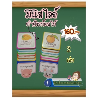 สื่อการสอนทำมือมินิสไลด์คำศัพท์ผลไม้ เซ็ท 2 เล่ม