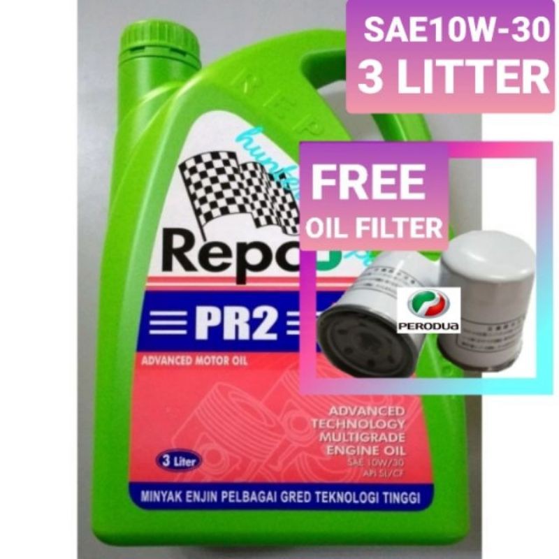 REPCO SAE10W-30 3LITTER ENGINE OIL ฟรีกรองน้ํามัน PERODUA