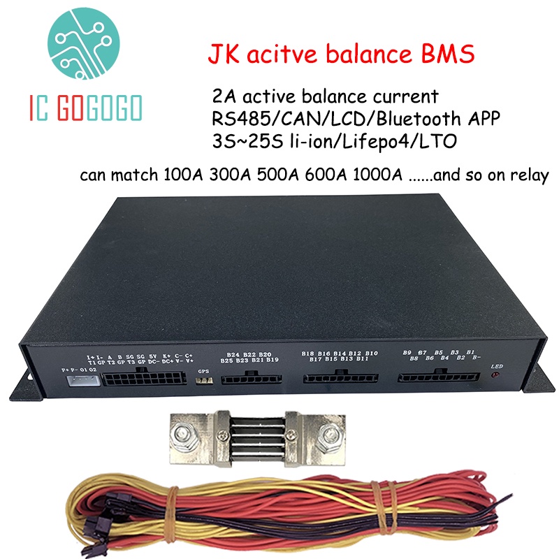 JK Active Balance สมาร์ท BMS 3S ถึง 25S รีเลย์ 600A CAN Li-ion Lifepo4 แบตเตอรี่ป้องกันบลูทูธ APP 20