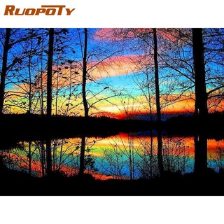 Ruopoty ภาพวาดสีอะคริลิคบนผ้าใบ ตามตัวเลข 40X50 ซม. หลากสีสัน สําหรับตกแต่งผนัง ห้องนั่งเล่น