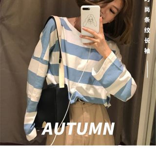 💥พร้อมส่ง💥เสื้อยืด Oversize แขนยาวลายทาง