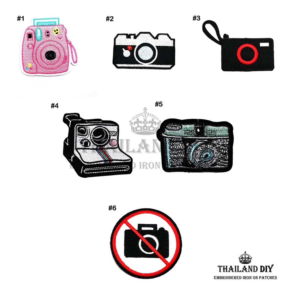 📷 ตัวรีดติดเสื้อ 📷 งานปัก การ์ตูน กล้องถ่ายรูป กล้อง ต่างๆ โพลารอยด์ Polaroid Camera Patch DIY WOP ตัวรีด อาร์มติดเสื้อ