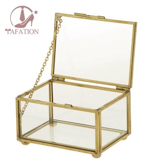 Geometric Glass Style Jewelry Box Table Container For Displaying Jewelry Keepsakes Home Decoration