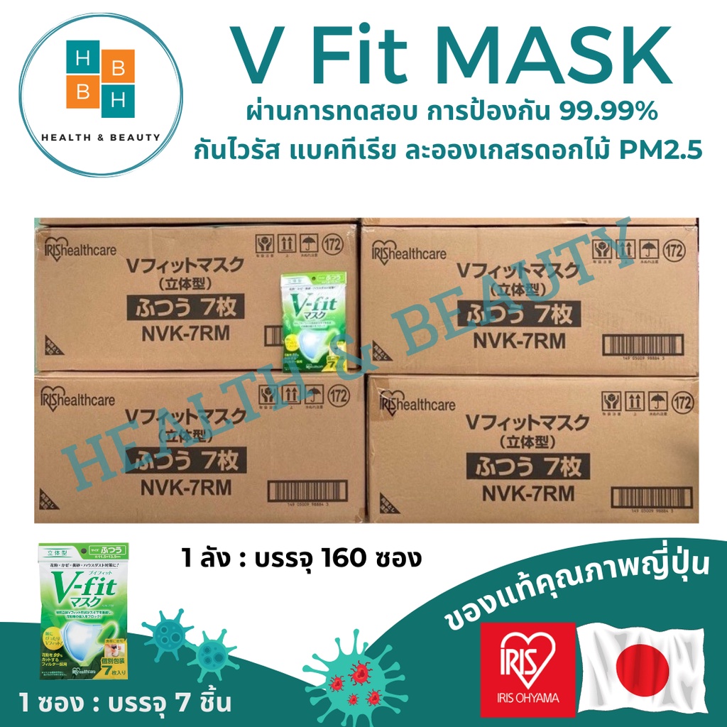 ถูกที่สุด V-Fit Mask ยกลัง (160แพ็ค) หน้ากากอนามัยไอริส โอยามะ iris ohyama ขายส่ง ยกลัง