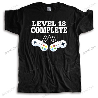 คอลูกเรือเสื้อยืด พิมพ์ลายวิดีโอเกมเมอร์ Geek 18Th Birthday ระดับ 18 สําหรับผู้ชายS-5XL