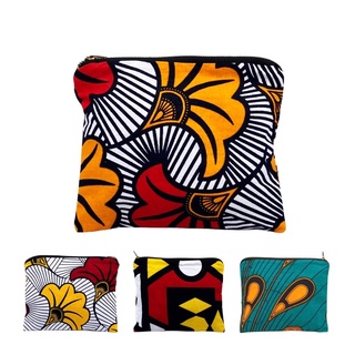 กระเป๋าผ้าลายแอฟริกัน ทรงสี่เหลี่ยมใบเล็ก African Small pouch with zip