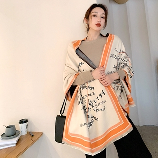 ผ้าพันคอผู้หญิง 36 Languages Say Love You In Autumn Cashmere scarf ผ้าพันคอ ผ้ากันหนาว ผ้าคลุมไหล่ แคชเมียร์ สีพื้น บาง
