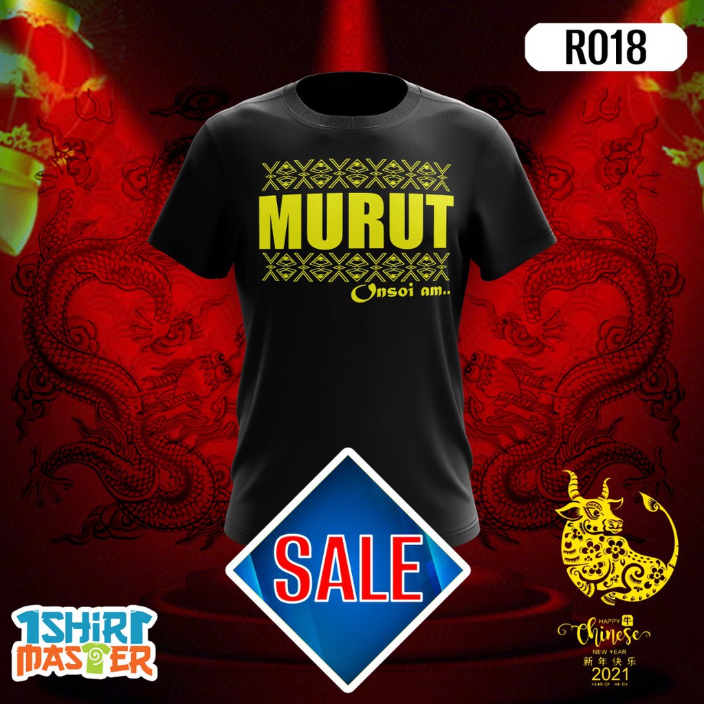 คอตต้อนคอกลมเสื้อยืด พิมพ์ลาย MURUT ONSOI AM SABAHAN (R018) ฟรีของขวัญS-5XL